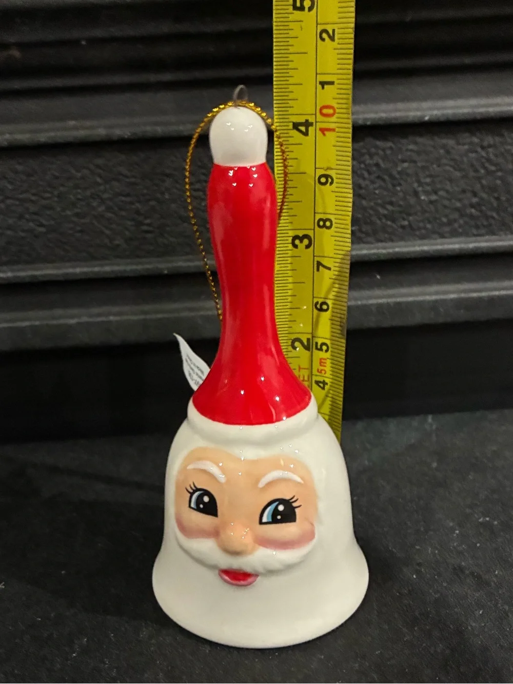 Crate & Barrel Santa Claus Christmas Bell Ornament Red and White Brand New